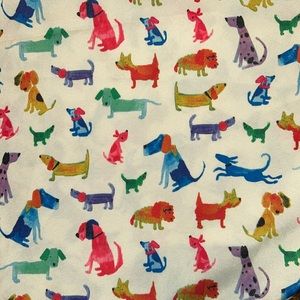 Cynthia Rowley Dog tablecloth Watercolors 70” round Rescue Dachshund Poodle Mutt